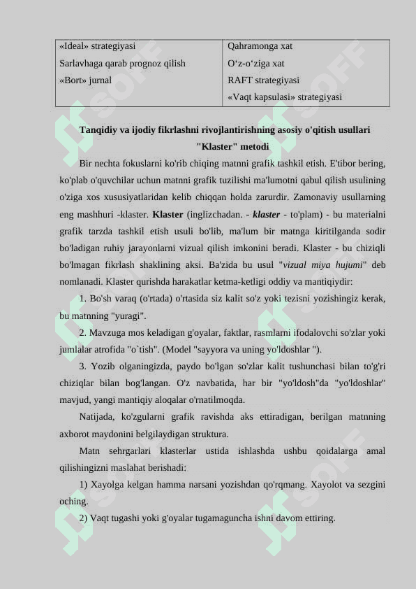 O`QUVCHILARDA TANQIDIY VA KREATIV TAFAKKURNI SHAKLLANTIRISHNING ZAMONAVIY METOD VA TEXNOLOGIYALARI 5