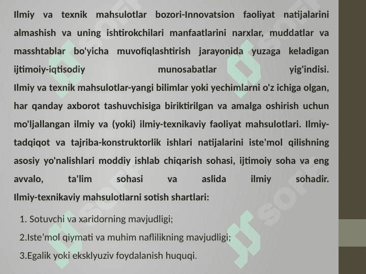 Ilmiy –texnik maxsulotlar bozori va innovatsiyalar difuziyasi 3