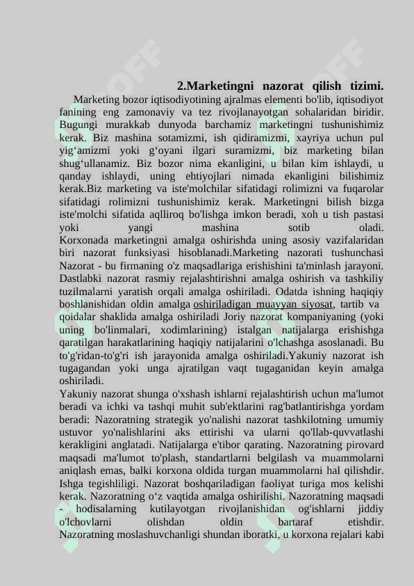 Marketingga yangicha qarashlar tizimi. 4