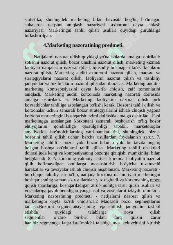Marketingga yangicha qarashlar tizimi. 8