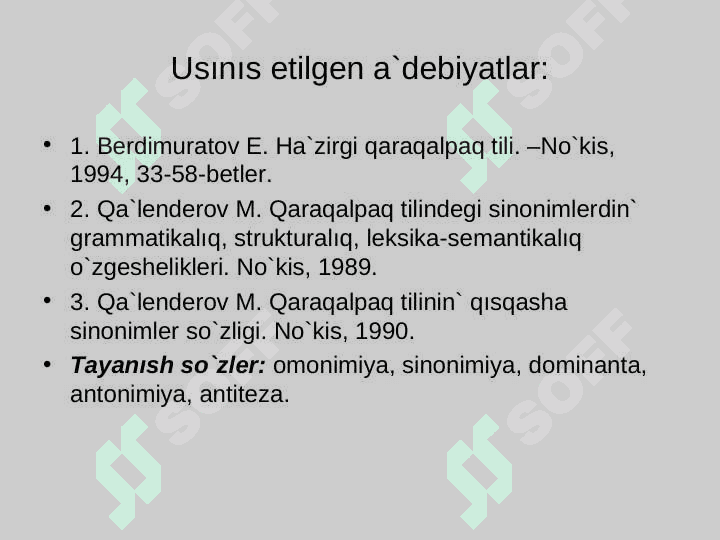 Leksikadag`ı paradigmatikalıq qatnaslar 3