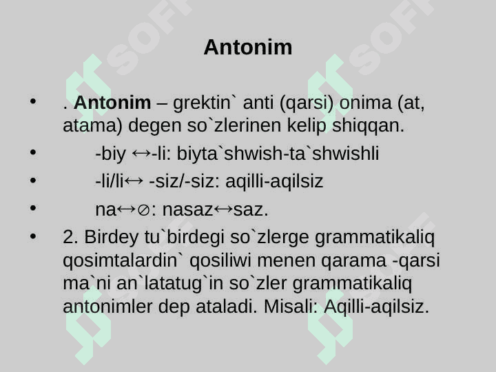 Leksikadag`ı paradigmatikalıq qatnaslar 8