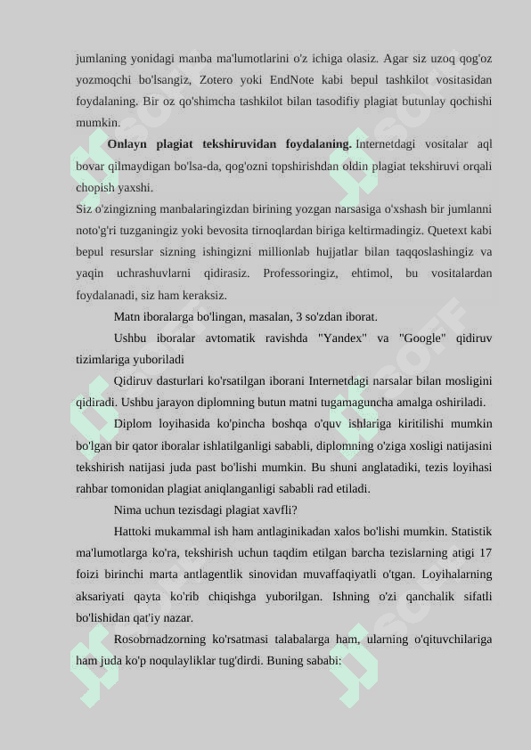 Plagiat haqida tushuncha.Antiplagiat haqida huquqiy va me’yoriy hujjatlar.Mualliflik huquqi .Hammualliflik haqida tushuncha.Antiplagiat dasturlari local va global (xorijiy va respublika ). Plagiat uchun javobgarlik 4