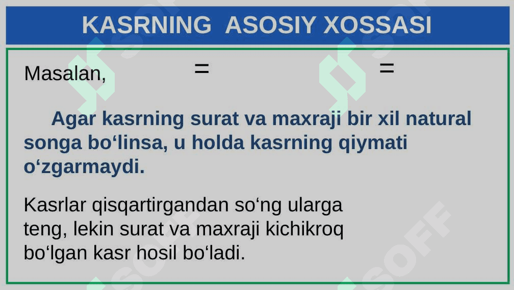 6-sinf kasr. qisqartirish 4