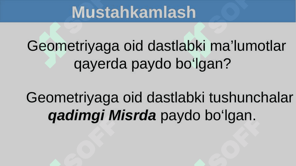 Eng sodda geometrik shakllar:  NUQTA, TO"G"RI CHIZIQ VA TEKISLIK 2