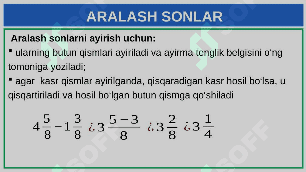 ARALASH SONLARNI QO‘SHISH VA AYIRISH 4