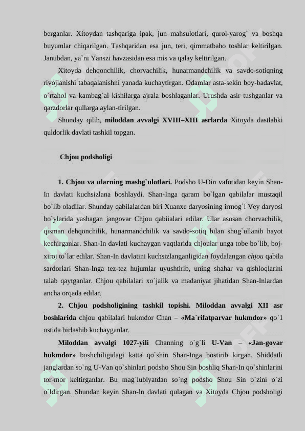 Qadimgi xitoyda ilk davlatchilik vujudga kelishi shart sharoitlari 4