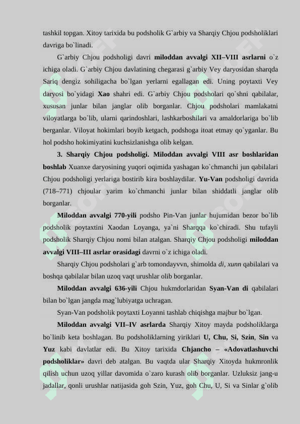 Qadimgi xitoyda ilk davlatchilik vujudga kelishi shart sharoitlari 5