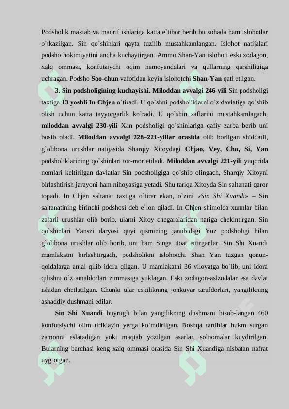 Qadimgi xitoyda ilk davlatchilik vujudga kelishi shart sharoitlari 8