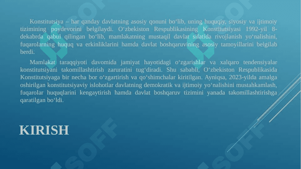 O'zbekiston Respublikasida konstitutsiyaga kiritilgan o'zgarishlar 2
