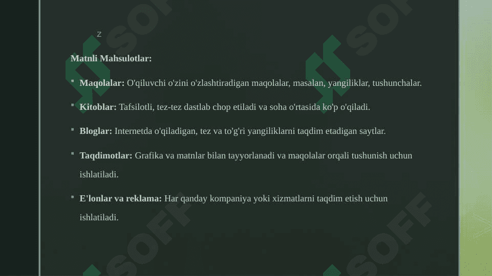 Media mahsulot turlari 2