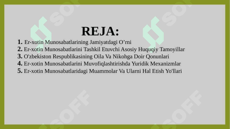 Er-xotin munosabatlarini muvofiqlashtirishga oid qonuniyatlar.SLAYD 2