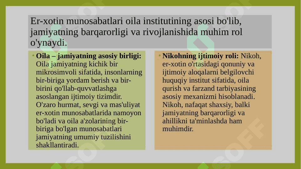 Er-xotin munosabatlarini muvofiqlashtirishga oid qonuniyatlar.SLAYD 3