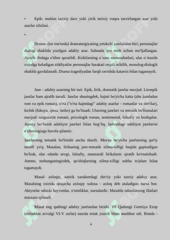 BADIIY ADABIYOT JANRLARI HAQIDA MA’LUMOT 6