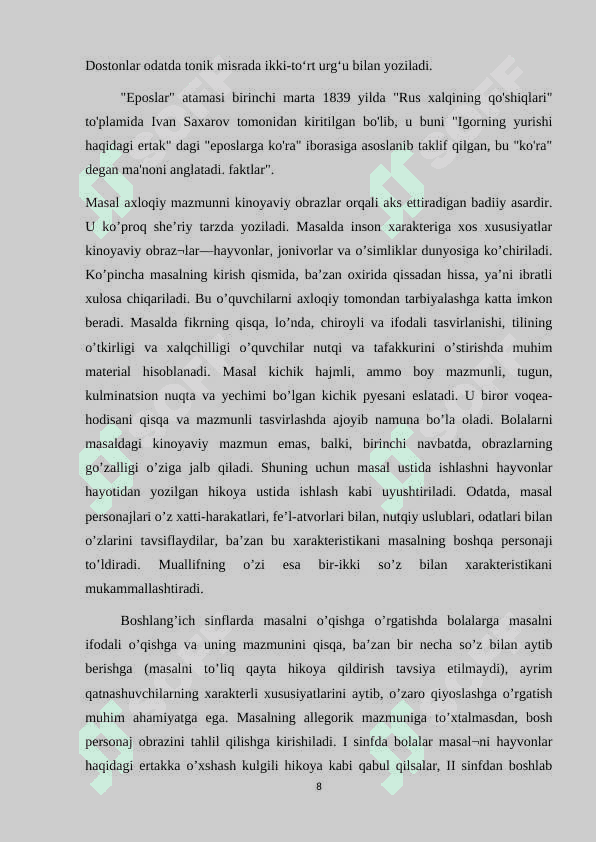 BADIIY ADABIYOT JANRLARI HAQIDA MA’LUMOT 8