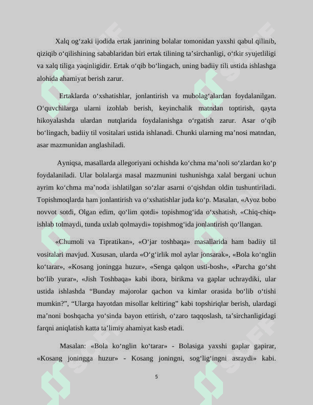 O‘QISH DARSLARIDA MASAL O‘TISH USLUBIYATI 6