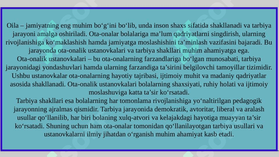 Ota-onalik ustanovkalari va tarbiya shakllari. slayd 40 sahifa 3