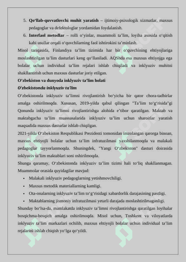 Inklyuziv  va integratsion  ta’limning qiyosiy tahlili 6