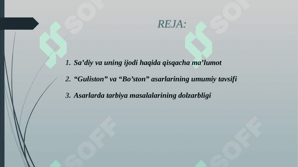 SA'DIYNING "GULISON" VA "BO'STON" ASARIDA FARZAND TARBIYASI MASALARINING YORITILISHI 2