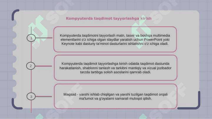 Kompyuterda taqdimotlar yaratish texnologiyalari (taqdimot dasturlar bilan ishlash) 2