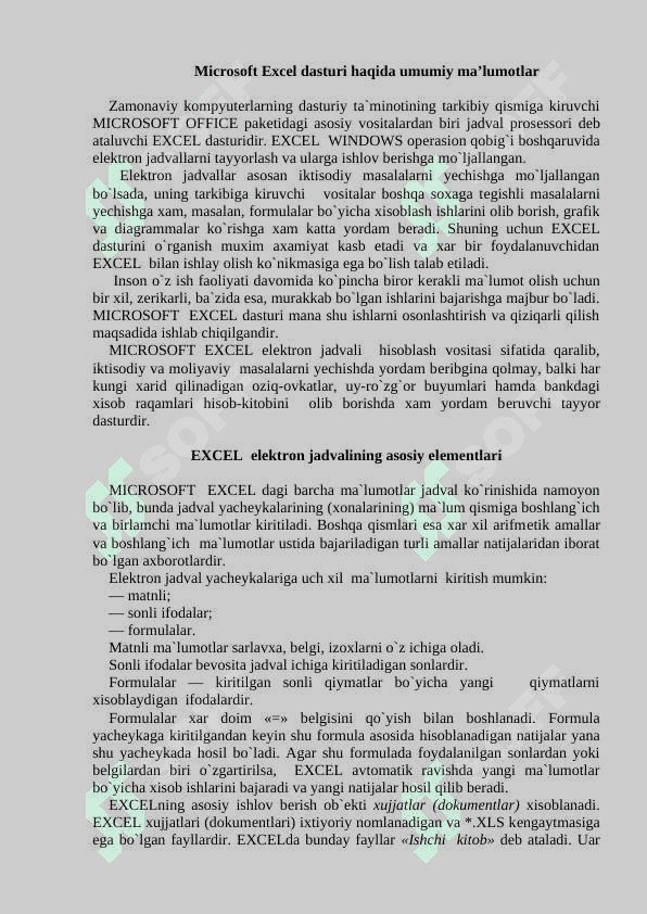 MS Excelda diagrammalarni yaratish 2