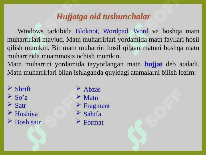 Word matn muxarririda xujjatlarni taxrirlash. (Pravka menyusi) 3