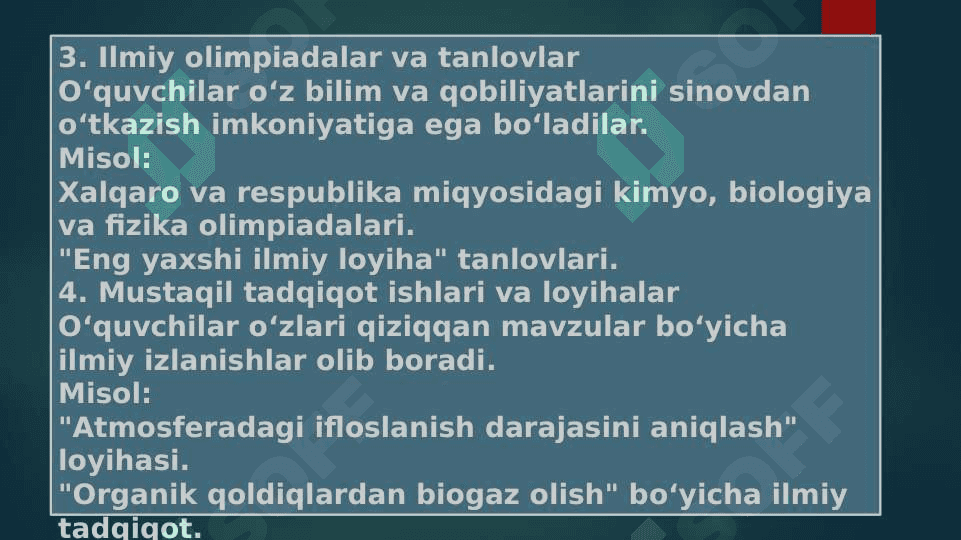 Tabiiy fanlar nazariyasi va metodikasini o'qitishda sinfdan va maktabdan tashqari ishlar. Tabiiy fanlar nazariyasi va metodikasini o'qitishda sinfdan va maktabdan tashqari ishlarning ahamiyati 7