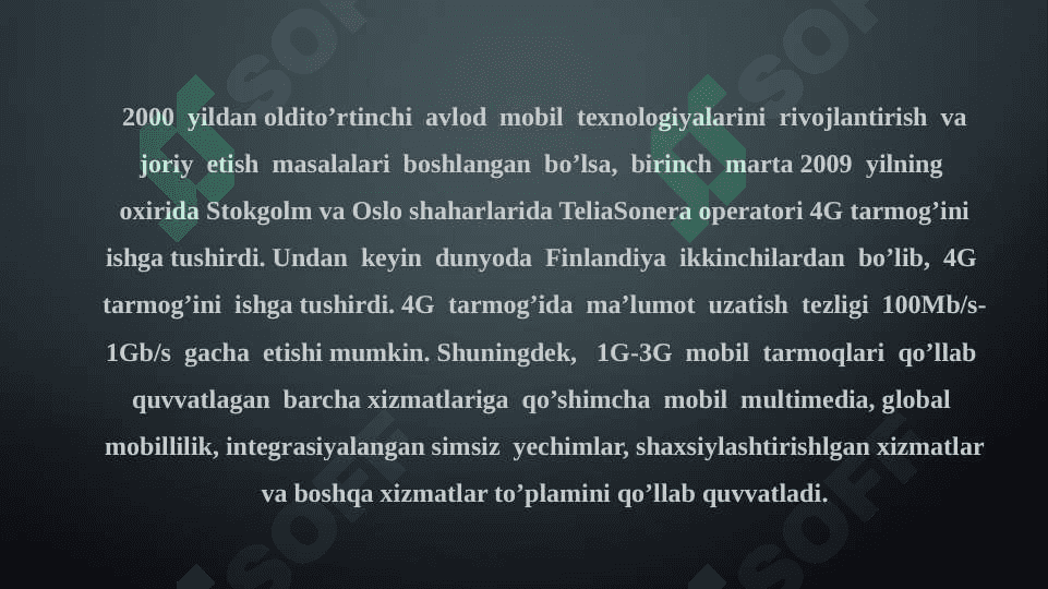Mobil tarmoqlari. 4G (WiMAX va LTE) va 5G texnologiyalari 8