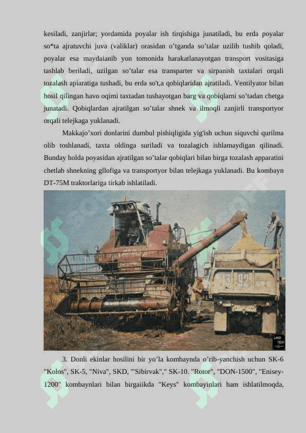 G'alla ekinlarini yig'ish kombayinlarning turlari va konstruksiyasi 6