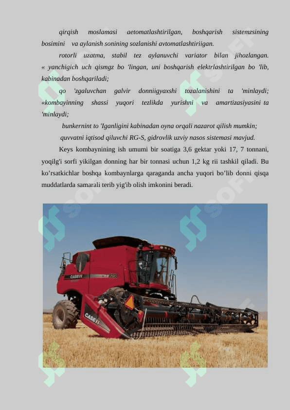 G'alla ekinlarini yig'ish kombayinlarning turlari va konstruksiyasi 8