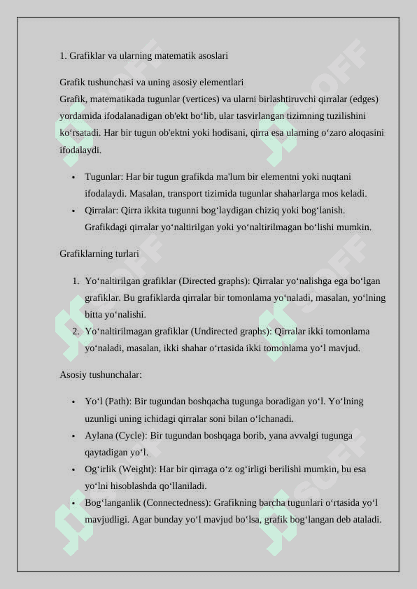 Grafiklarda eng qisqa yo‘lni aniqlash masalalari 3