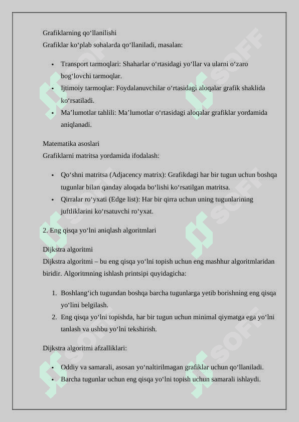 Grafiklarda eng qisqa yo‘lni aniqlash masalalari 4