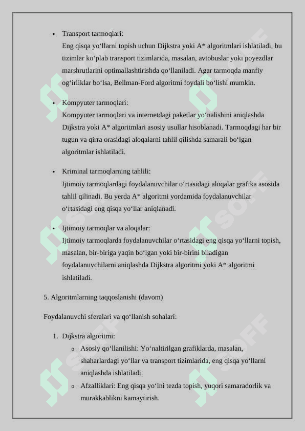 Grafiklarda eng qisqa yo‘lni aniqlash masalalari 7