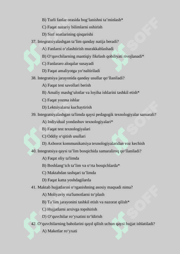 TARBIYA VA TA’LIM FANIDAN TEST 150TA 8