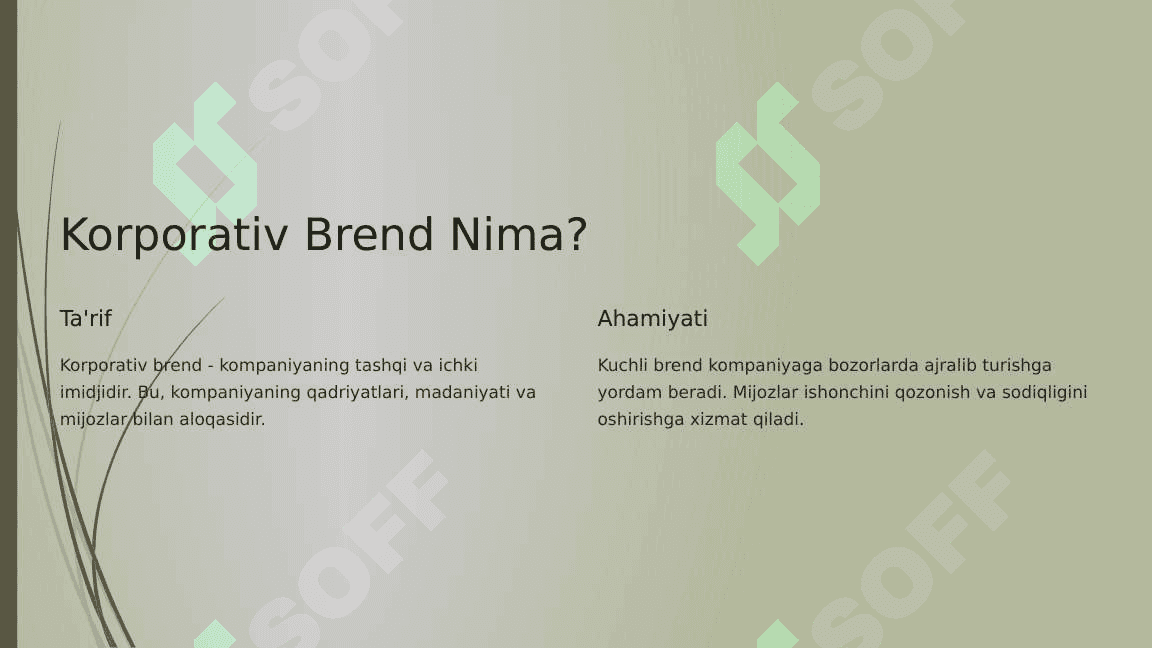 korporativ brend va unga xos stil. Korporativ brendga xos stilga muvofiq hujjat tayyorlash 2