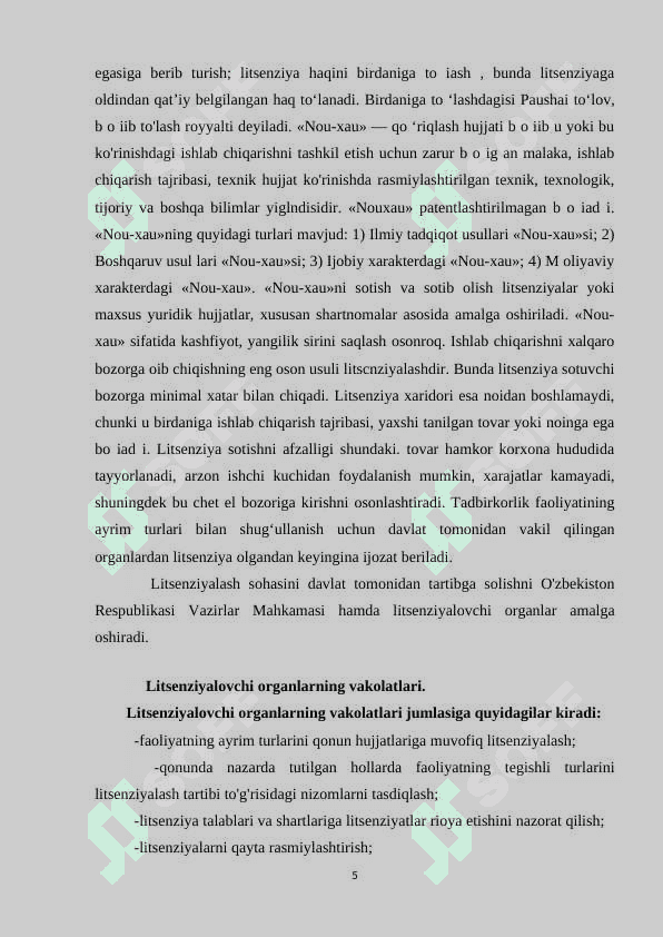 TADBIRKORLIK KORXONALARINI LITSENZIYALASH TARTIBI 5