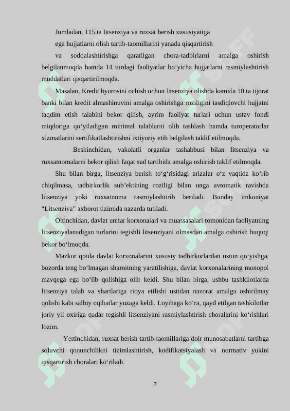 TADBIRKORLIK KORXONALARINI LITSENZIYALASH TARTIBI 7