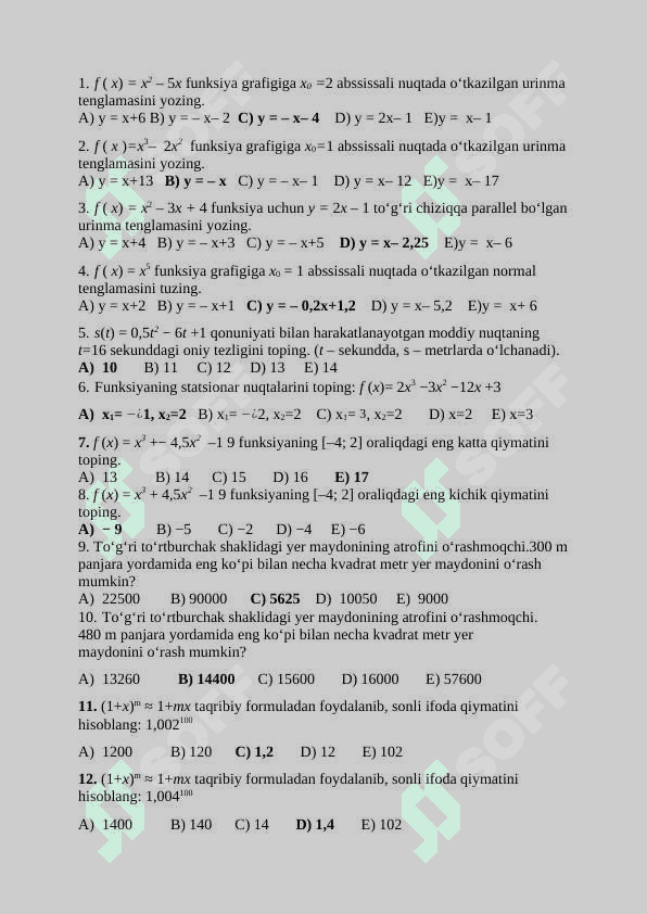 matematika test 2