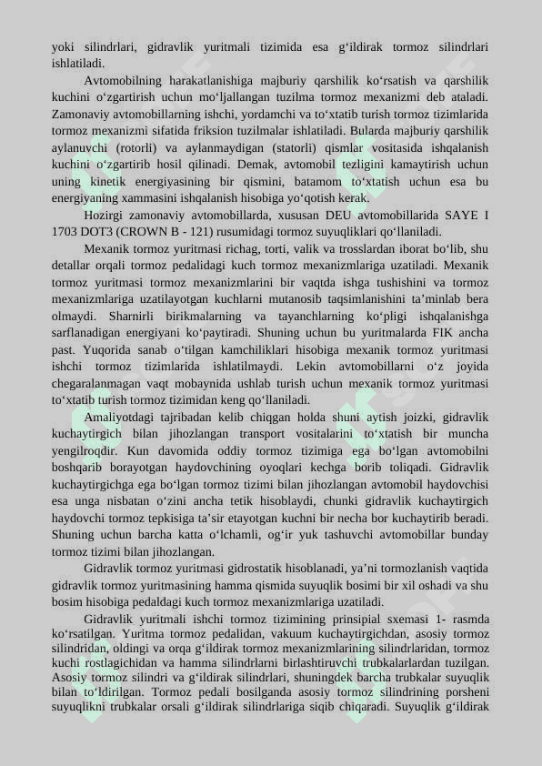 Chevrolet – Cobalt avtomobili tormoz tizimi tavsifi. 3