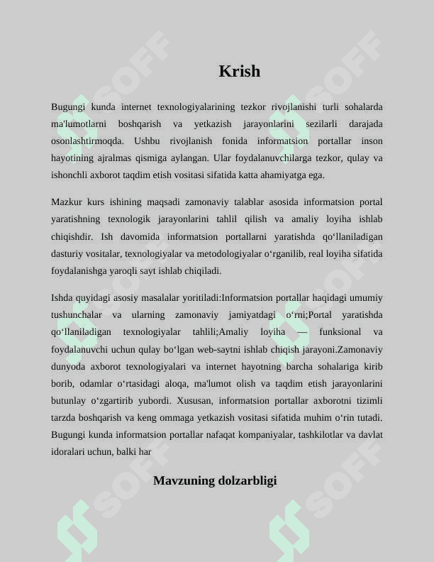 Informatsion portal ishlab chiqish 3