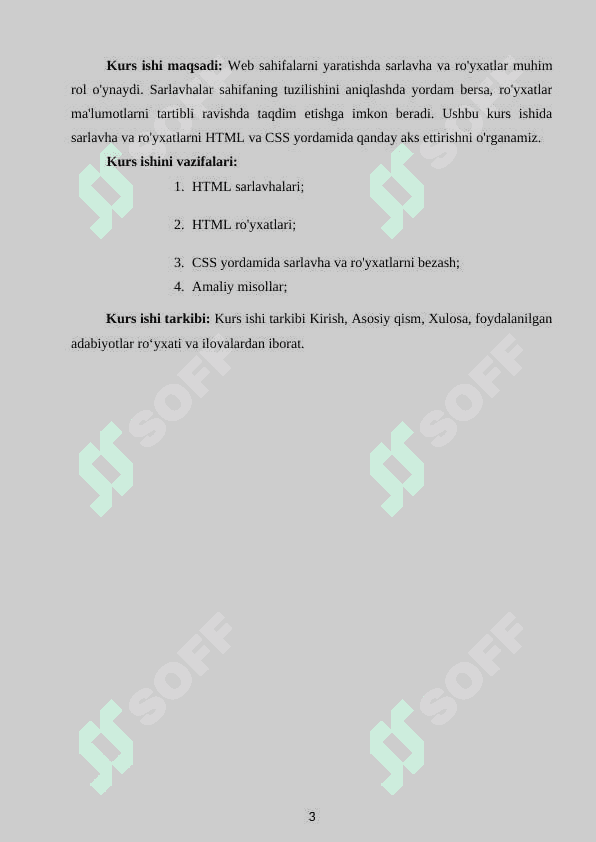 Web sahifada sarlavha va ro'yhatlarni aks ettirish 3
