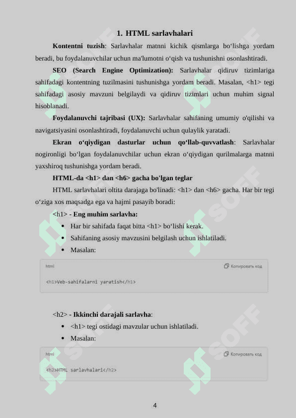 Web sahifada sarlavha va ro'yhatlarni aks ettirish 4