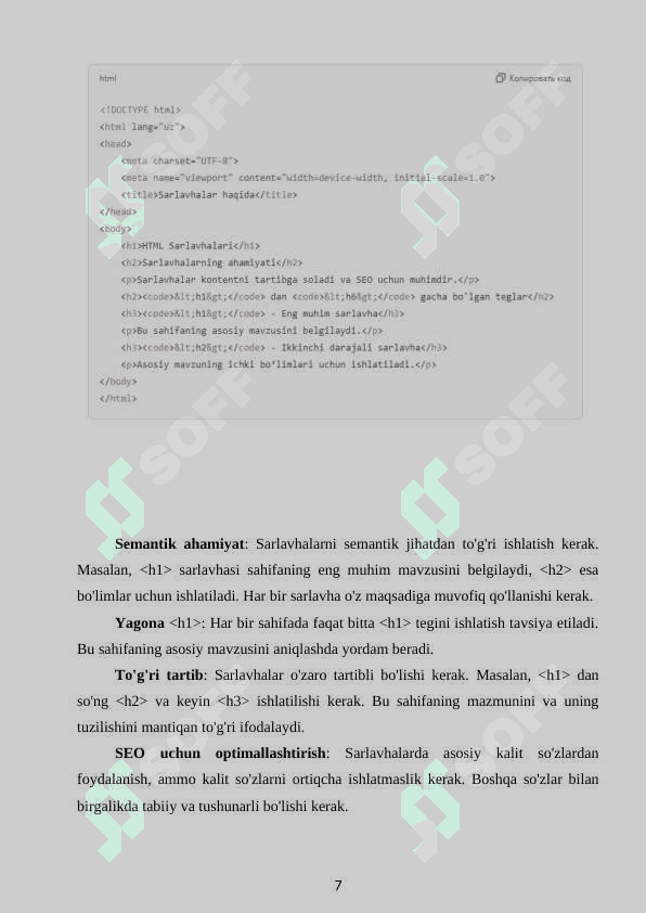 Web sahifada sarlavha va ro'yhatlarni aks ettirish 7