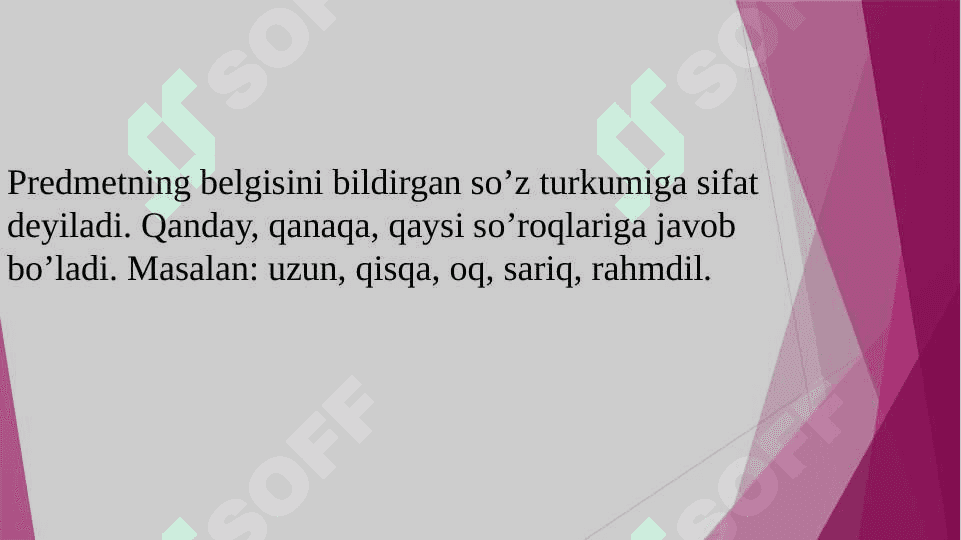 Sifat so‘z turkumi asliy va nisbiy sifatlar 2