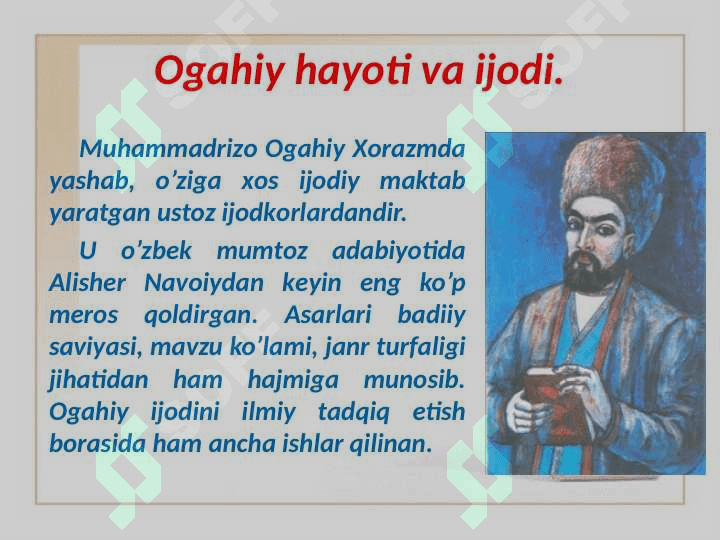 Muhаmmаdrizо Оgаhiy hayoti va ijodi va lirik merosi 3