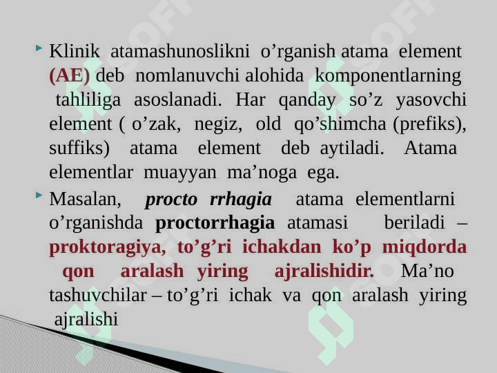 Klinik terminologiyaga kirish. Кlinik atamalar yasash usullari. Suffiksatsiya 3