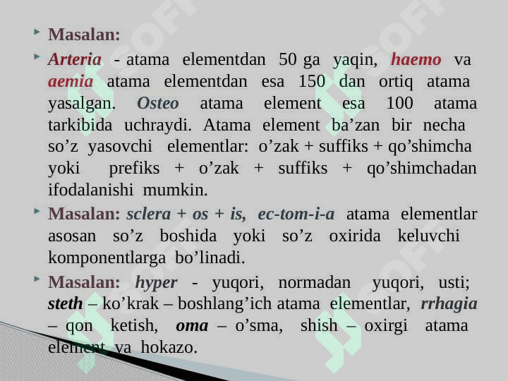 Klinik terminologiyaga kirish. Кlinik atamalar yasash usullari. Suffiksatsiya 4