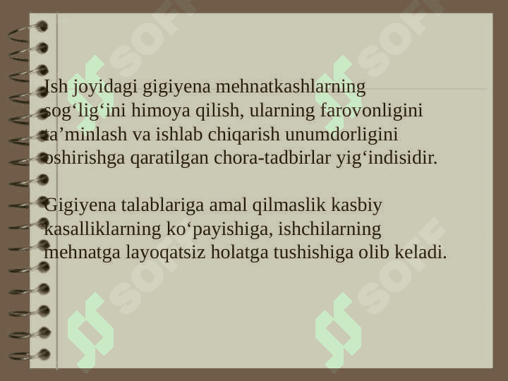 Ish joyidagi gigiyena xavfsizligi va kasbiy kasalliklarning oldini olish 2