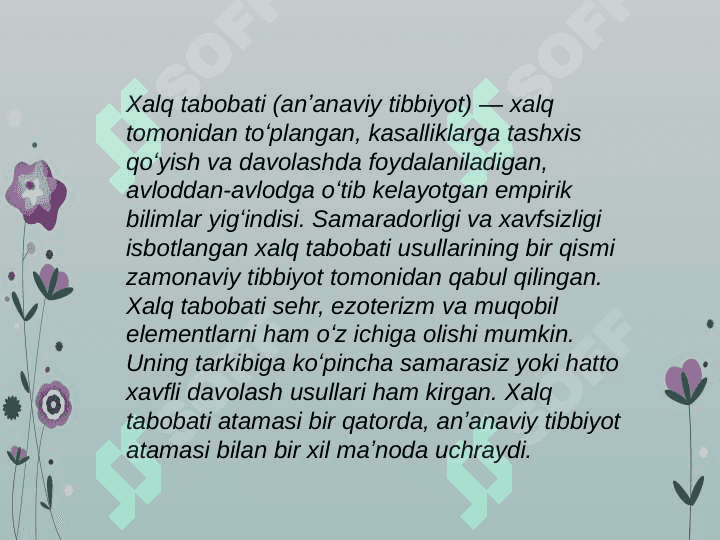 Xalq tabobatida davolash usullari 2