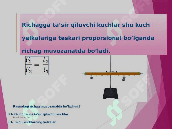 Kuch momenti.Richag va uning muvozanat sharti 3